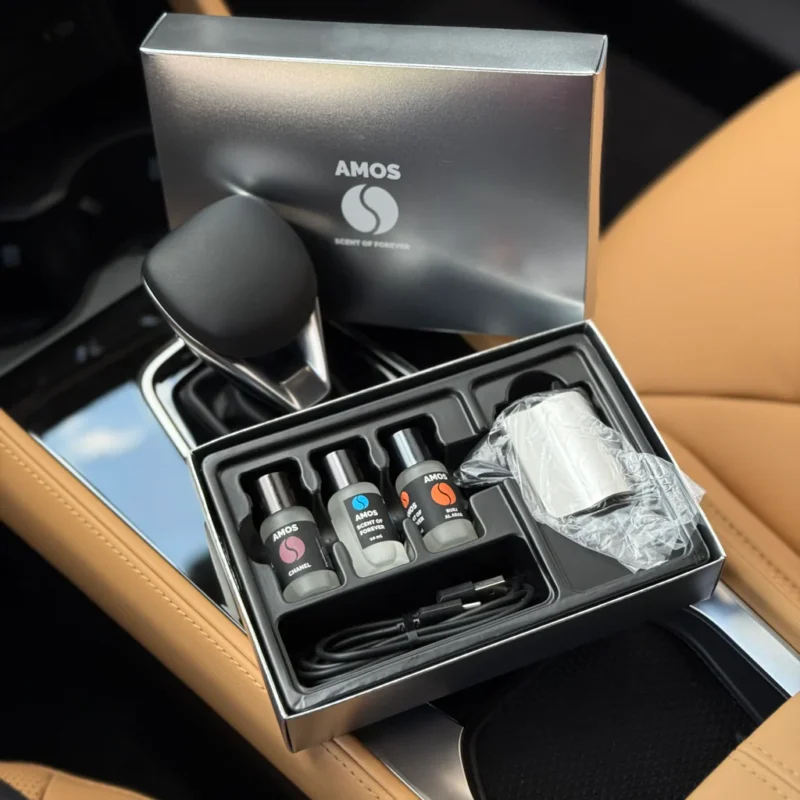 Popular PACHET Difuzor AMOS mini gri deschis + 3 parfumuri CADOU