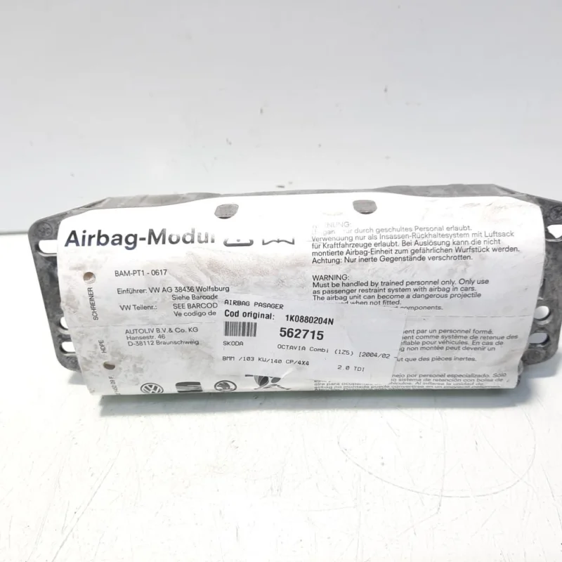 Airbag pasager, cod 1K0880204N, Skoda Octavia 2 (1Z3) (idi:562715) Cumpărături sigure