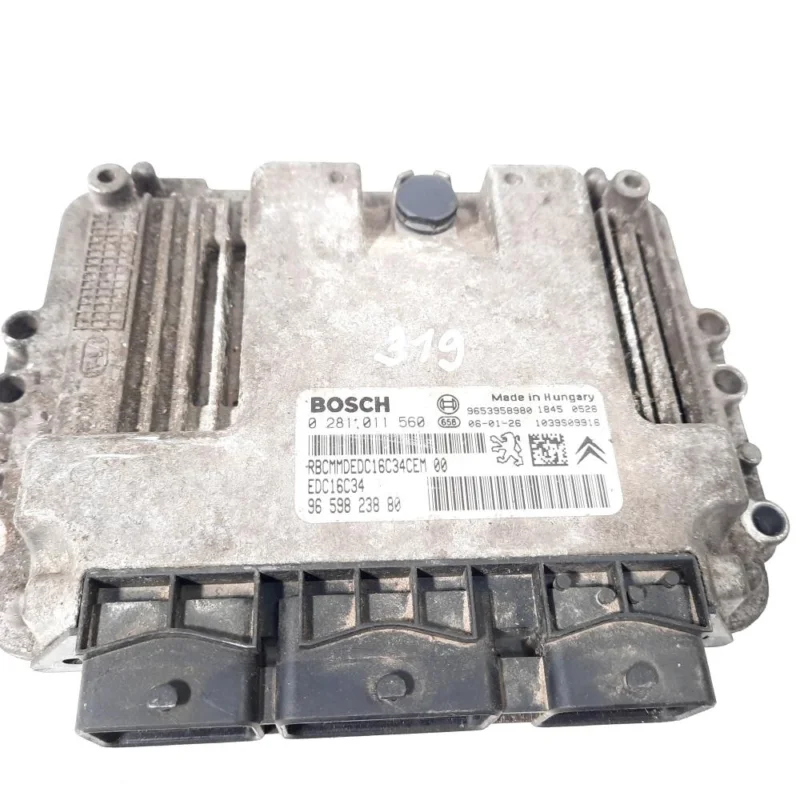 Calculator motor, cod 9653958980, 0281011560, Peugeot 207 Sedan, 1.6 HDI, 9HX (idi:550043) Reducere extra