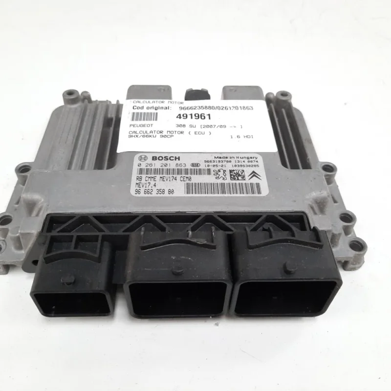 Calculator motor Bosch, cod 9666235880, 0261201863, Peugeot 207 (WA), 1.6 HDI, 9HX (idi:491961) Nu rata
