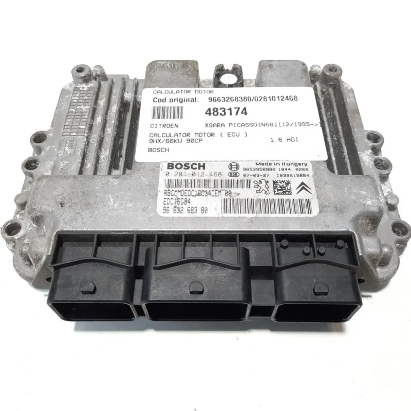 Calculator motor Bosch, cod 9663268380, 0281012468, Citroen C4 (I) coupe, 1.6 HDI, 9HX (idi:483174) Promoție